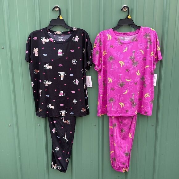 Women’s Ultra Soft Short Sleeve Pajama Lounge Sleep 2, 2-Piece Sets Size L - Picture 1 of 12